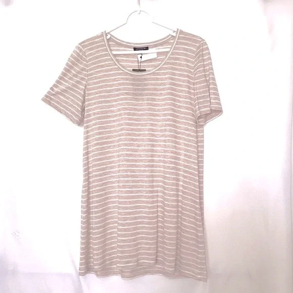 LAFAYETTE 148 NWT Beige and White Tee-Shirt Size M - Picture 2 of 8